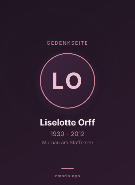 Gedenkportrait von Liselotte Orff