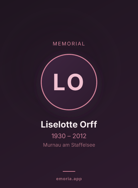 Memorial portrait of Liselotte Orff