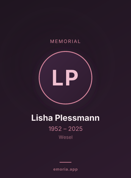 Memorial portrait of Lisha Plessmann