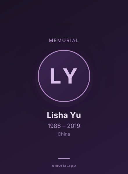 Memorial portrait of Lisha Yu