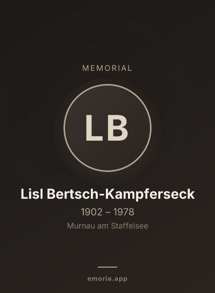 Memorial portrait of Lisl Bertsch-Kampferseck