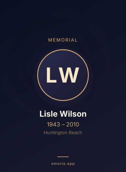 Memorial portrait of Lisle Wilson