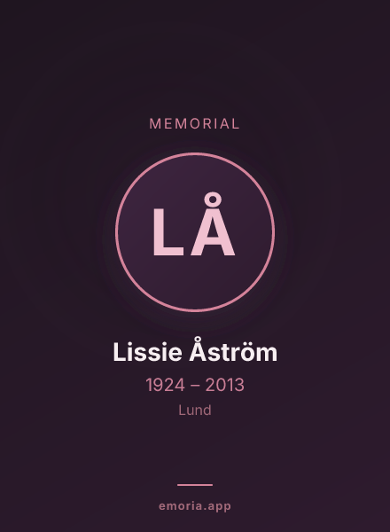 Memorial portrait of Lissie Åström
