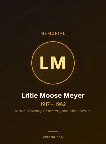 Memorial portrait of Little Moose Meyer