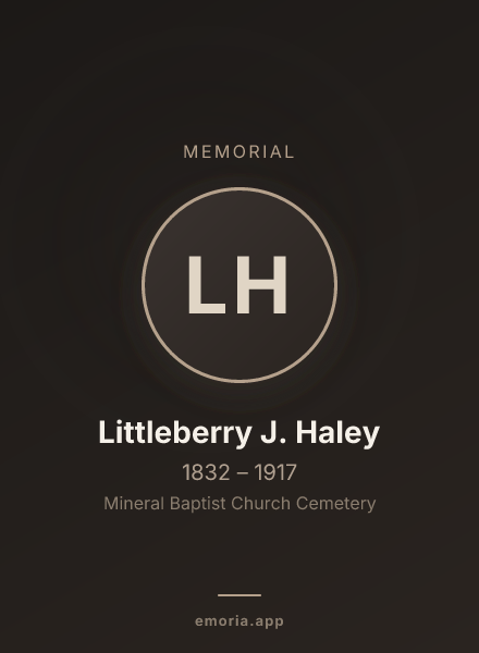 Memorial portrait of Littleberry J. Haley
