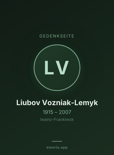 Gedenkportrait von Liubov Vozniak-Lemyk