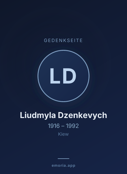 Gedenkportrait von Liudmyla Dzenkevych