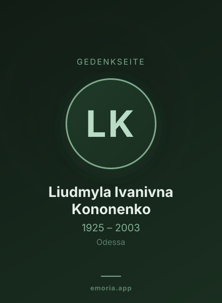 Gedenkportrait von Liudmyla Ivanivna Kononenko