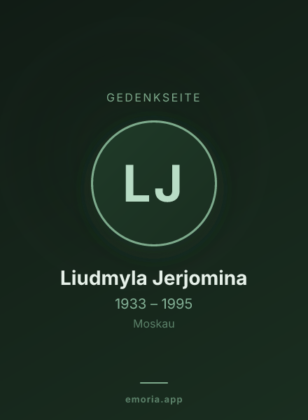 Gedenkportrait von Liudmyla Jerjomina