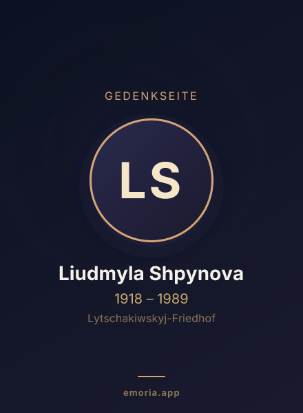 Gedenkportrait von Liudmyla Shpynova