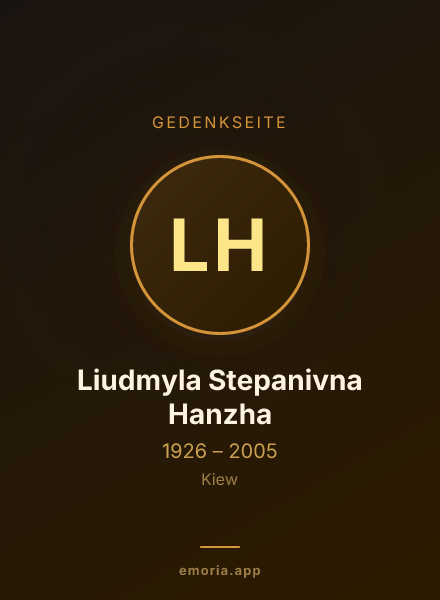 Gedenkportrait von Liudmyla Stepanivna Hanzha