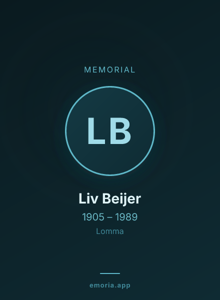 Memorial portrait of Liv Beijer