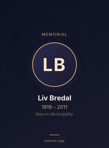 Memorial portrait of Liv Bredal