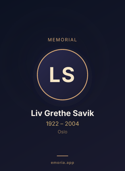 Memorial portrait of Liv Grethe Savik