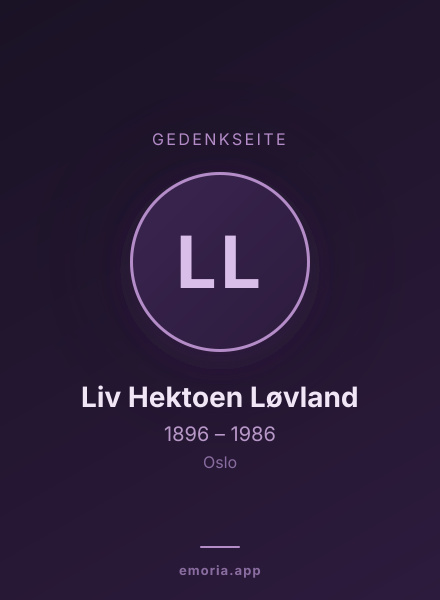 Gedenkportrait von Liv Hektoen Løvland