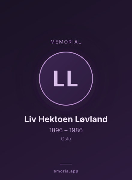 Memorial portrait of Liv Hektoen Løvland