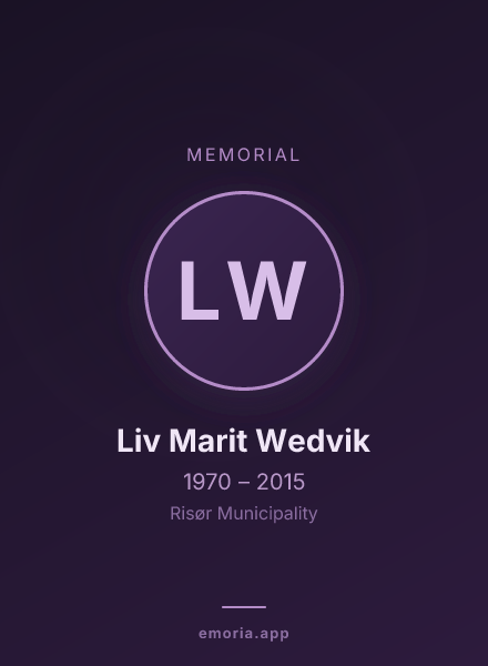 Memorial portrait of Liv Marit Wedvik