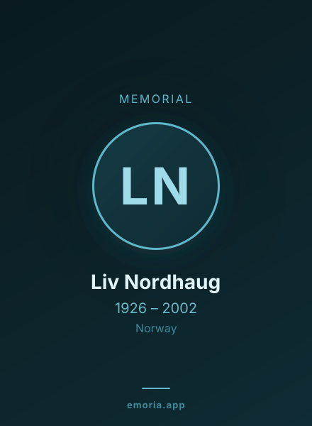 Memorial portrait of Liv Nordhaug