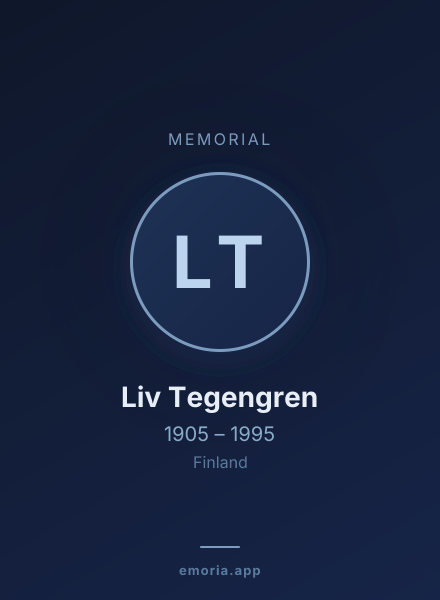 Memorial portrait of Liv Tegengren