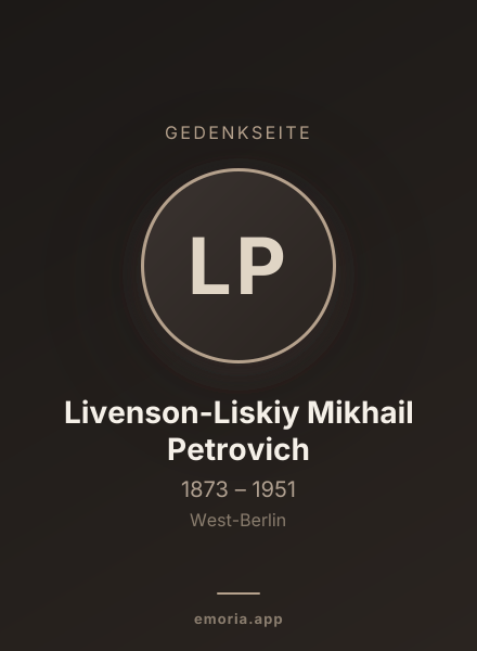 Gedenkportrait von Livenson-Liskiy Mikhail Petrovich