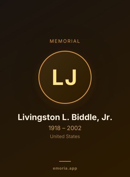 Memorial portrait of Livingston L. Biddle, Jr.