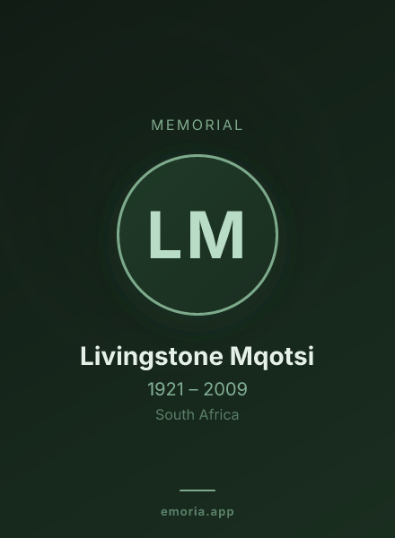 Memorial portrait of Livingstone Mqotsi