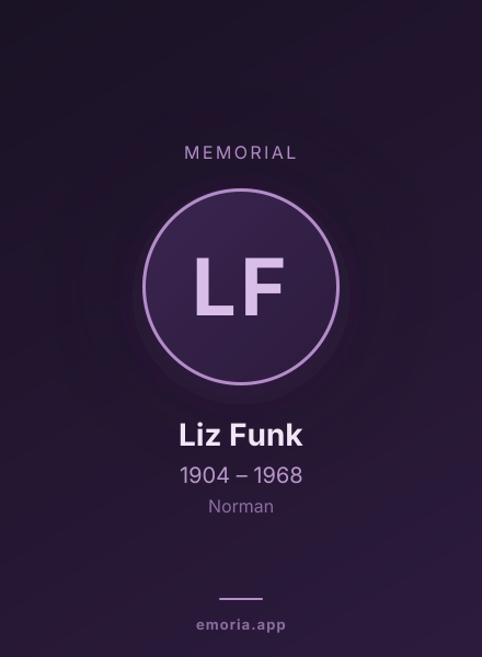 Memorial portrait of Liz Funk