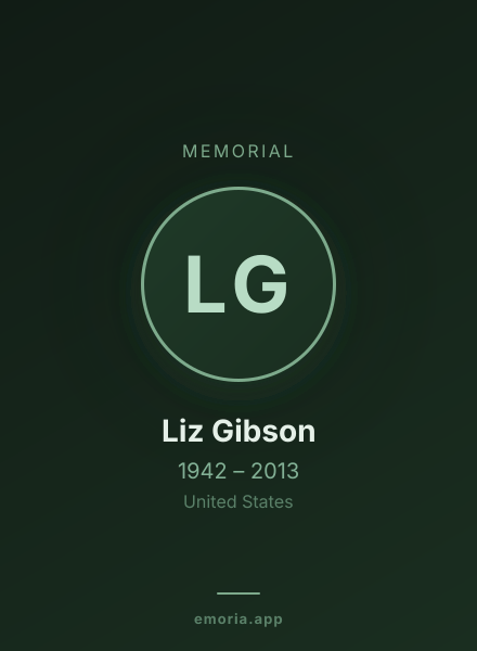 Memorial portrait of Liz Gibson