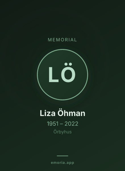 Memorial portrait of Liza Öhman