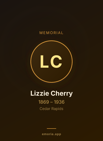 Memorial portrait of Lizzie Cherry