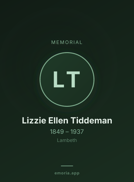 Memorial portrait of Lizzie Ellen Tiddeman