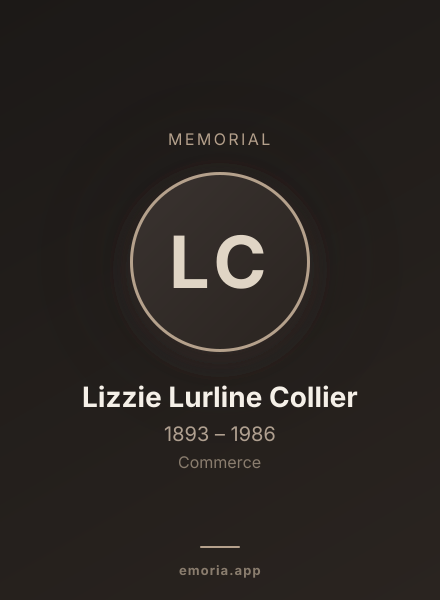 Memorial portrait of Lizzie Lurline Collier