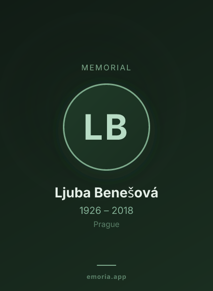 Memorial portrait of Ljuba Benešová