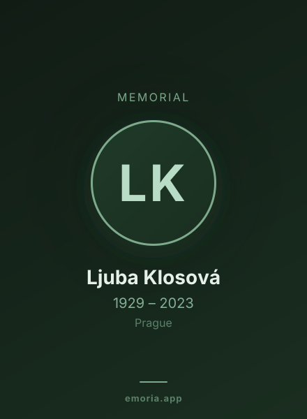 Memorial portrait of Ljuba Klosová
