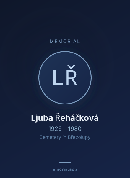 Memorial portrait of Ljuba Řeháčková