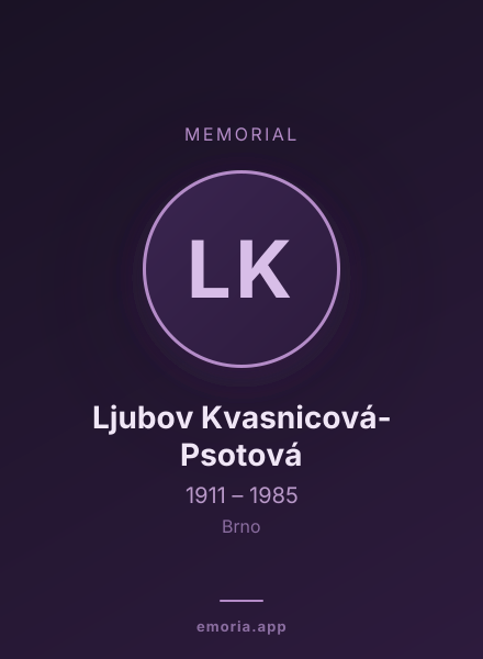 Memorial portrait of Ljubov Kvasnicová-Psotová
