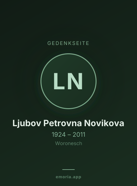 Gedenkportrait von Ljubov Petrovna Novikova
