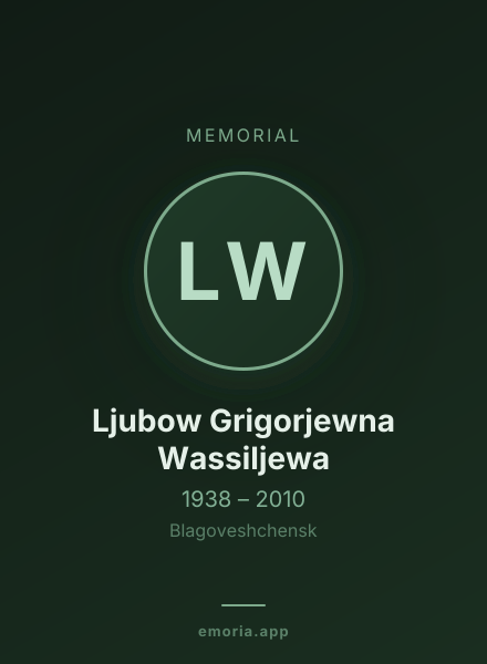 Memorial portrait of Ljubow Grigorjewna Wassiljewa