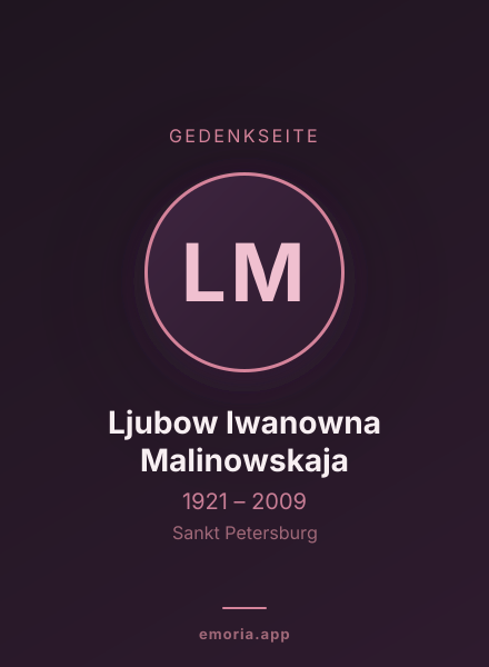 Gedenkportrait von Ljubow Iwanowna Malinowskaja