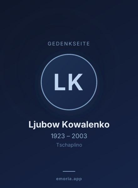 Gedenkportrait von Ljubow Kowalenko
