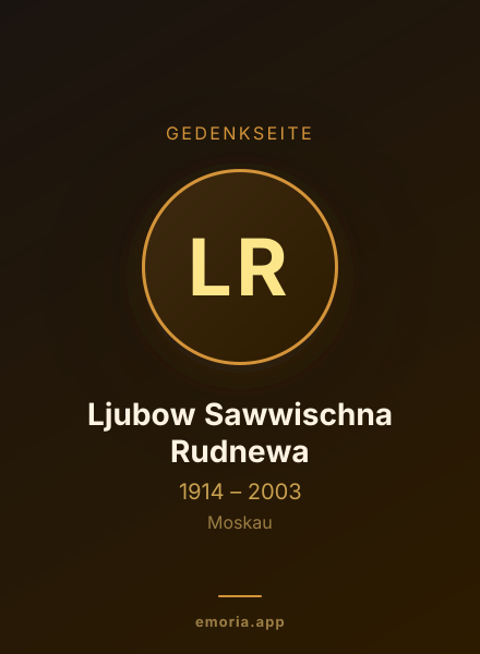 Gedenkportrait von Ljubow Sawwischna Rudnewa