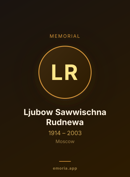 Memorial portrait of Ljubow Sawwischna Rudnewa