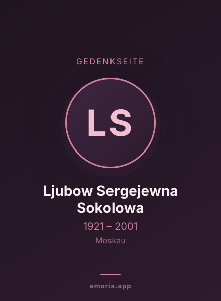 Gedenkportrait von Ljubow Sergejewna Sokolowa