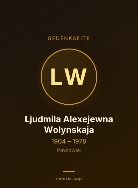Gedenkportrait von Ljudmila Alexejewna Wolynskaja