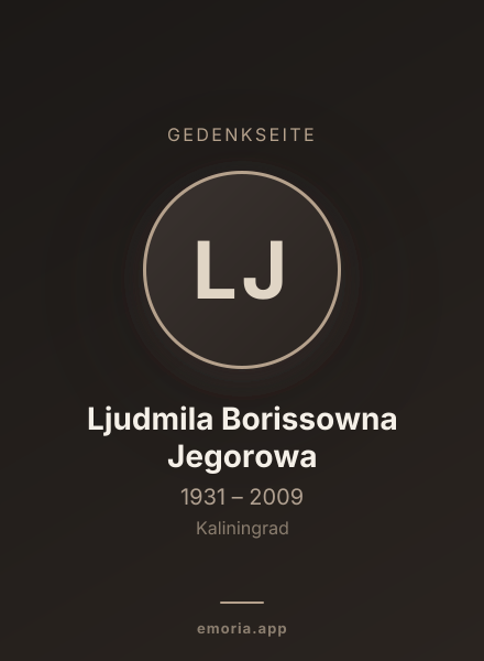 Gedenkportrait von Ljudmila Borissowna Jegorowa
