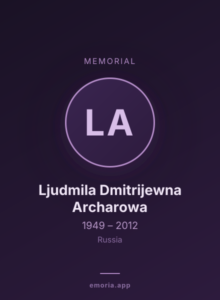 Memorial portrait of Ljudmila Dmitrijewna Archarowa