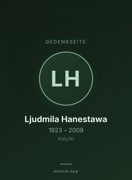 Gedenkportrait von Ljudmila Hanestawa