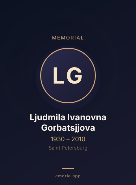 Memorial portrait of Ljudmila Ivanovna Gorbatsjjova
