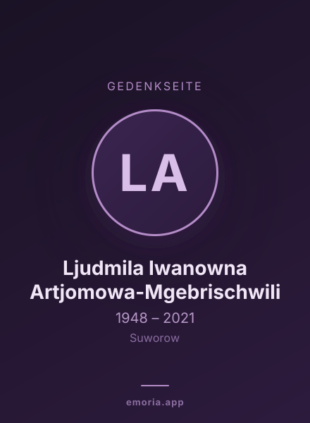 Gedenkportrait von Ljudmila Iwanowna Artjomowa-Mgebrischwili