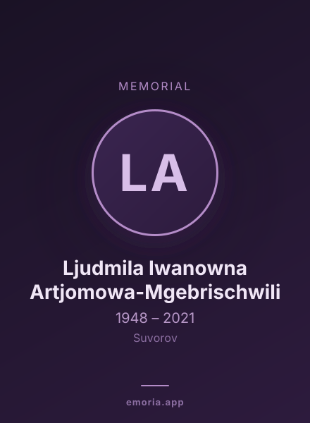 Memorial portrait of Ljudmila Iwanowna Artjomowa-Mgebrischwili